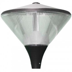 MeroVa , LED 28,8 Watt, 4300lm-4000K, zwarte voet, heldere prismatische polycarbonaat kap en zwarte afdekking, armatuur geschikt voor een paal met een diameter van 60mm ( wordt geleverd zonder paal)
