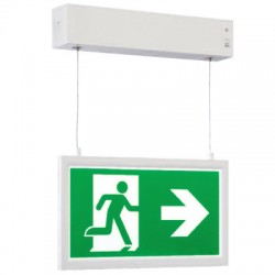 Tasko B Pendel, 1x LED - S14 - 2,5W - 5000K (incl. LED), schakelbaar+nood, wit, L330 x H265 - 1250 x D45mm, Easy Mounting, afstand 30m, ta @ 25 gr. C., IP: 20, klasse: II, incl. IS