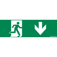 Pictogramsticker voor Taurus, Axel, Pavox, afmetingen 100 x 310 mm, met pictogram, vluchtend persoon in deur, met pijl naar beneden, conform NEN-EN-ISO 7010